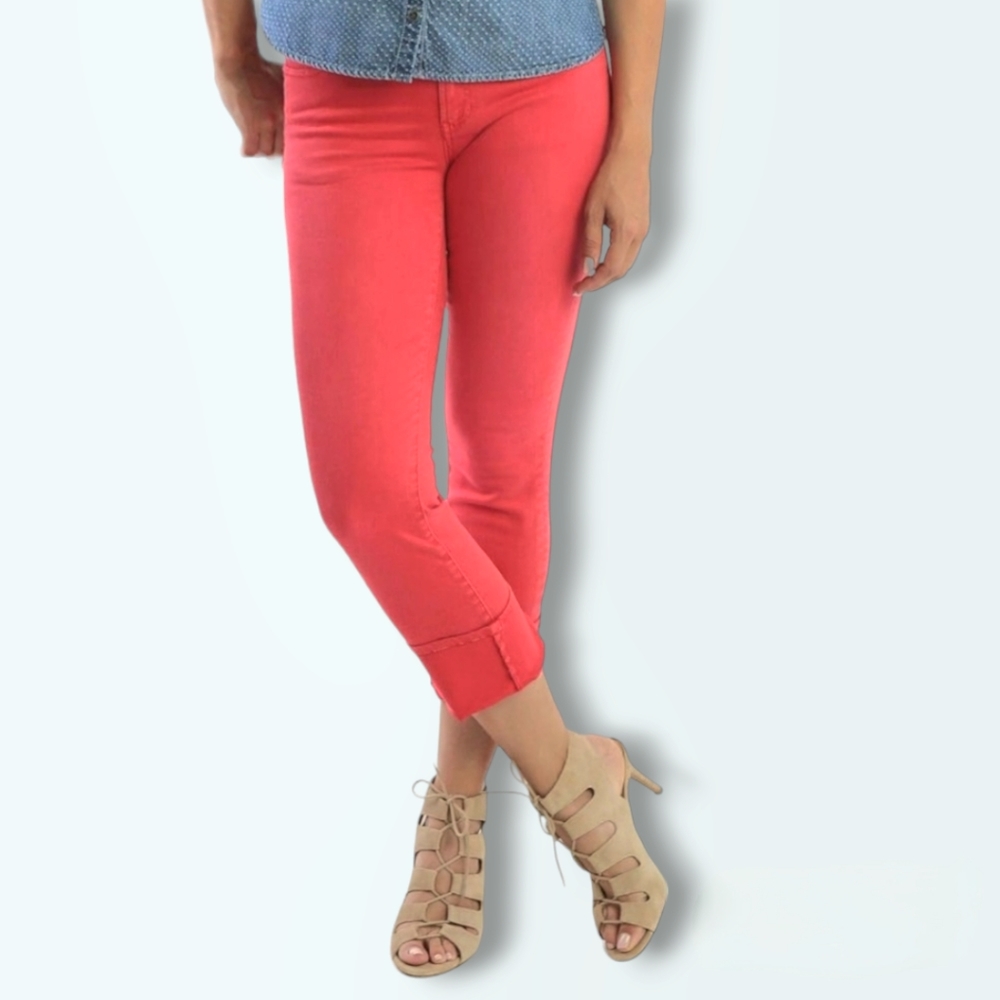 Dear John Playback Cuffed Cropped Straight Leg Jean Womens 33 Vintage Red